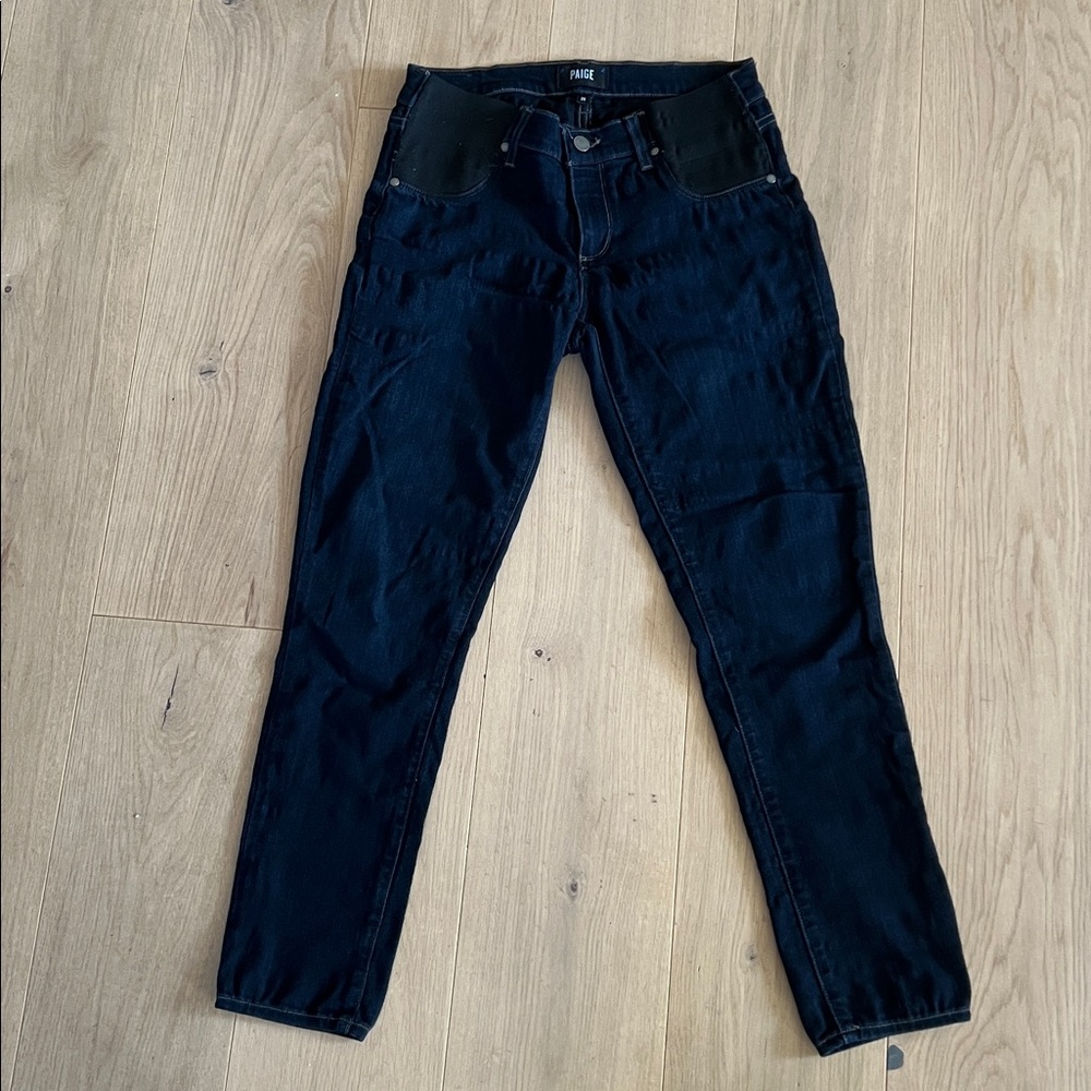 Paige Verdugo Ankle Maternity Jeans Dark Blue